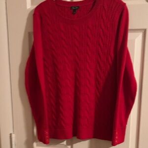 Talbots Vibrant Red Cable Knit Sweater